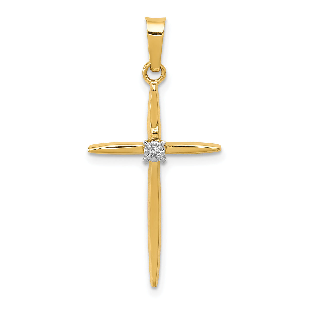 14k Diamond Polished Passion Cross Pendant-XR1488