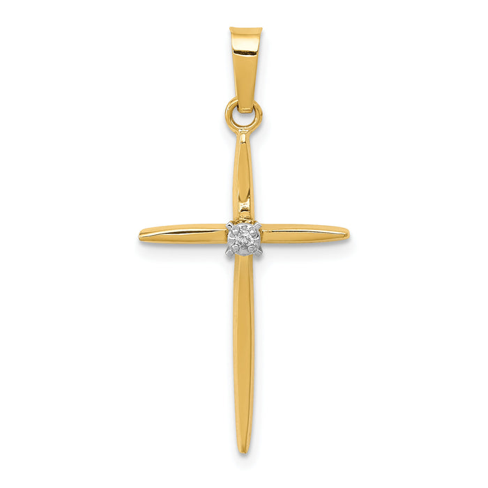14k Diamond Polished Passion Cross Pendant-XR1488