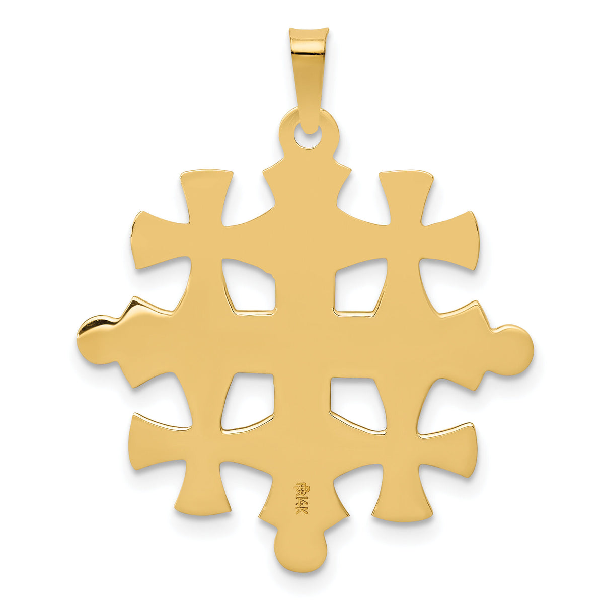 14k Polished Jerusalem Cross Pendant-XR1489