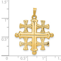 14k Polished Jerusalem Cross Pendant-XR1489