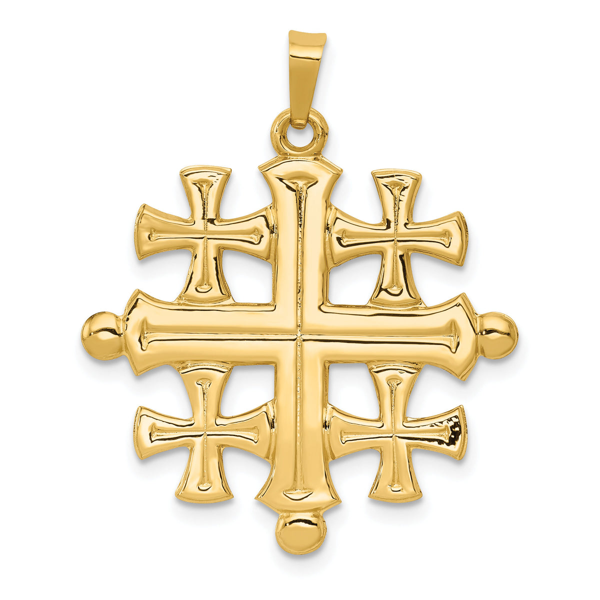 14k Polished Jerusalem Cross Pendant-XR1489