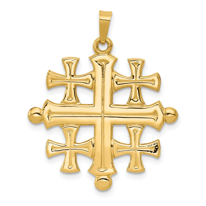 14k Polished Jerusalem Cross Pendant-XR1489