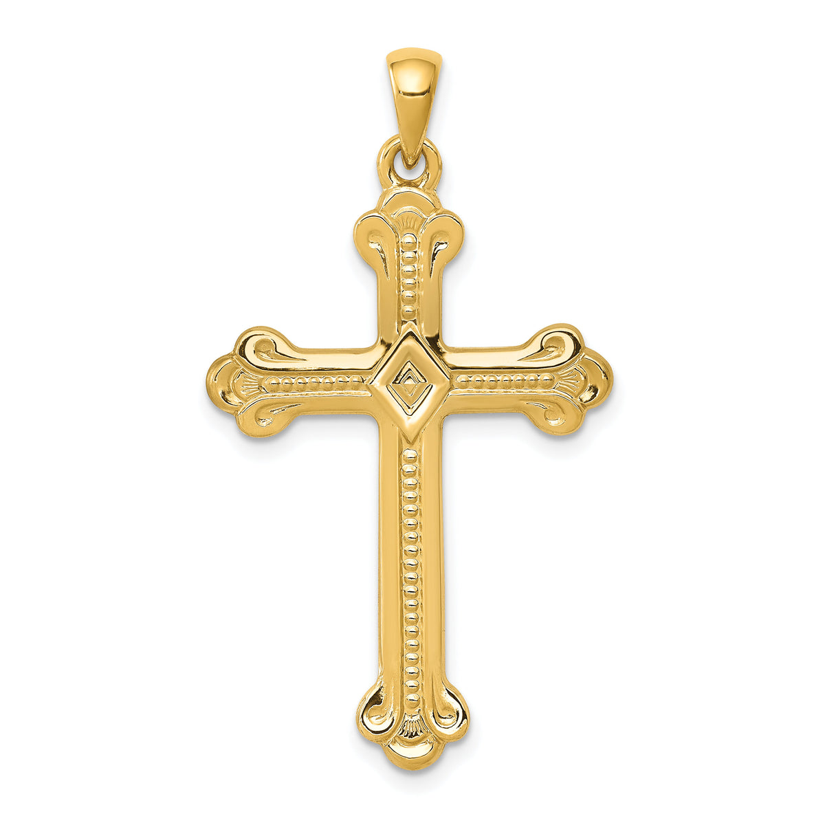 14k Budded Cross Pendant-XR149