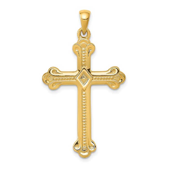 14k Budded Cross Pendant-XR149