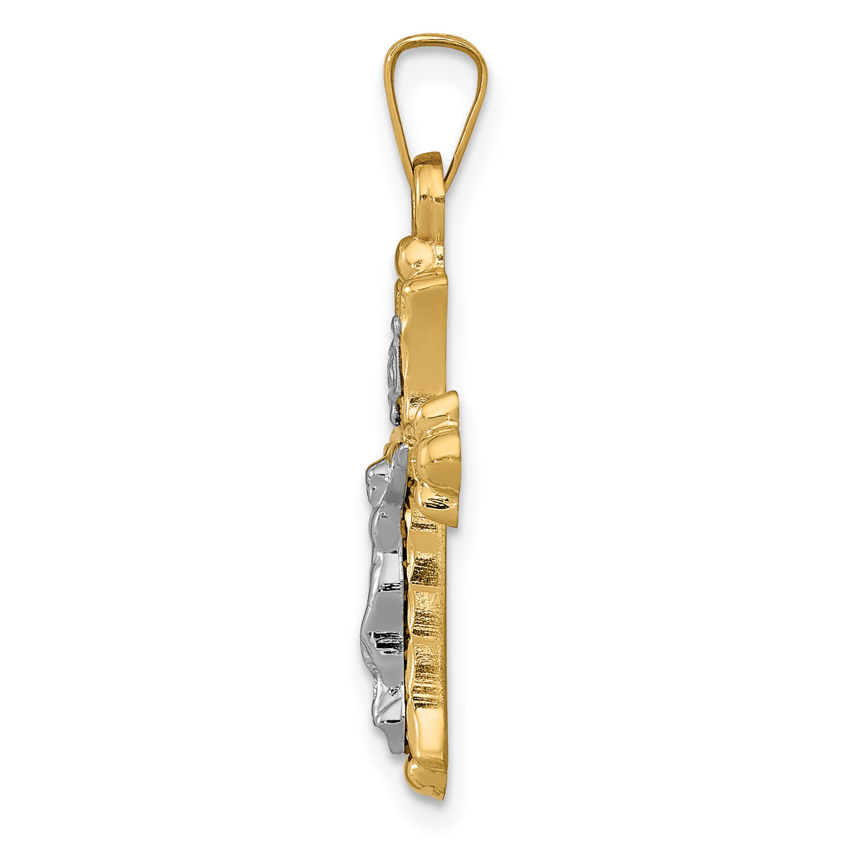 14k Two-Tone Polished INRI Crucifix Cross Pendant-XR1490