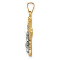 14k Two-Tone Polished INRI Crucifix Cross Pendant-XR1490