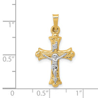 14k Two-Tone Polished INRI Crucifix Cross Pendant-XR1490