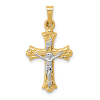 14k Two-Tone Polished INRI Crucifix Cross Pendant-XR1490