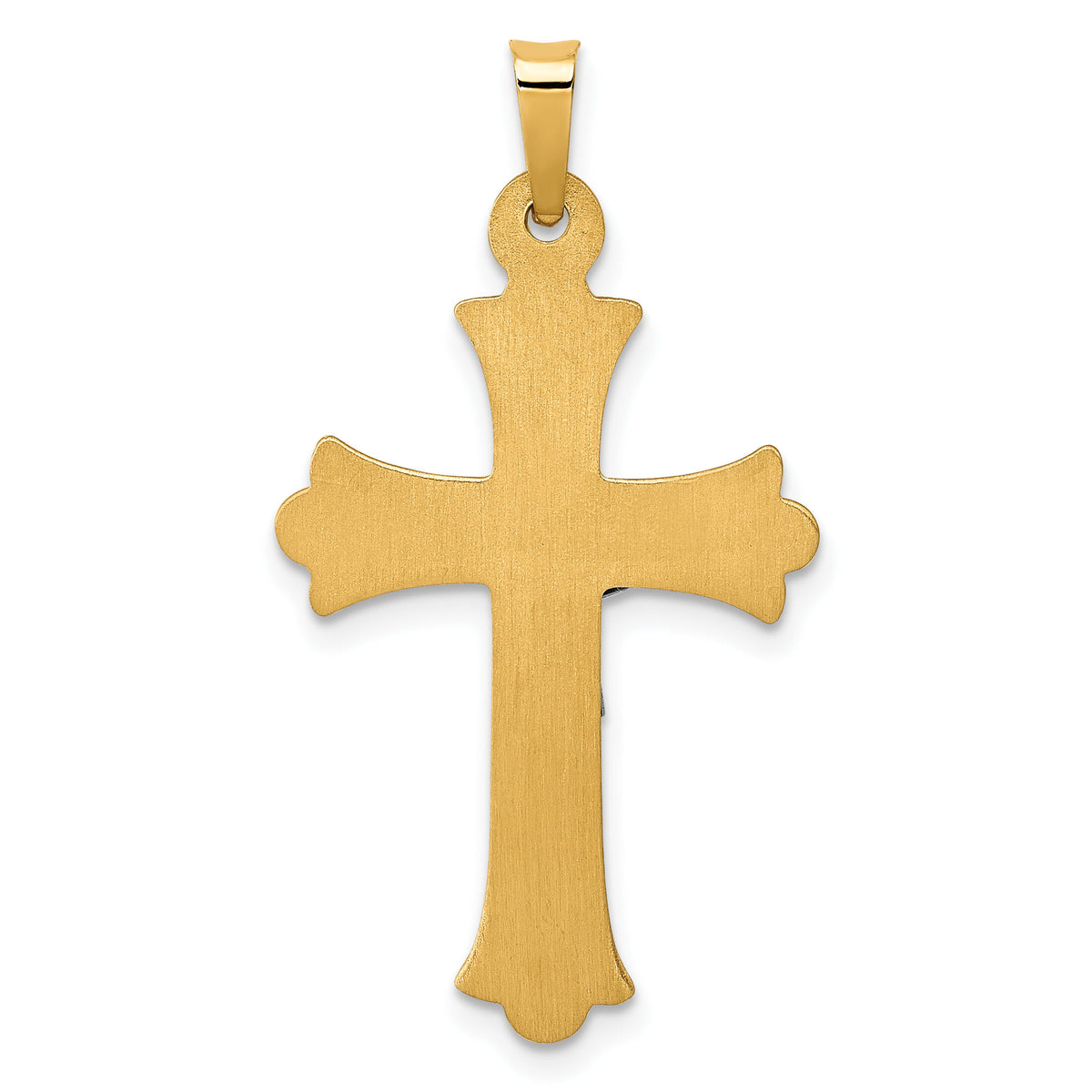 14k Two-Tone Textured and Polished INRI Crucifix Cross Pendant-XR1491