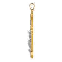 14k Two-Tone Textured and Polished INRI Crucifix Pendant-XR1492