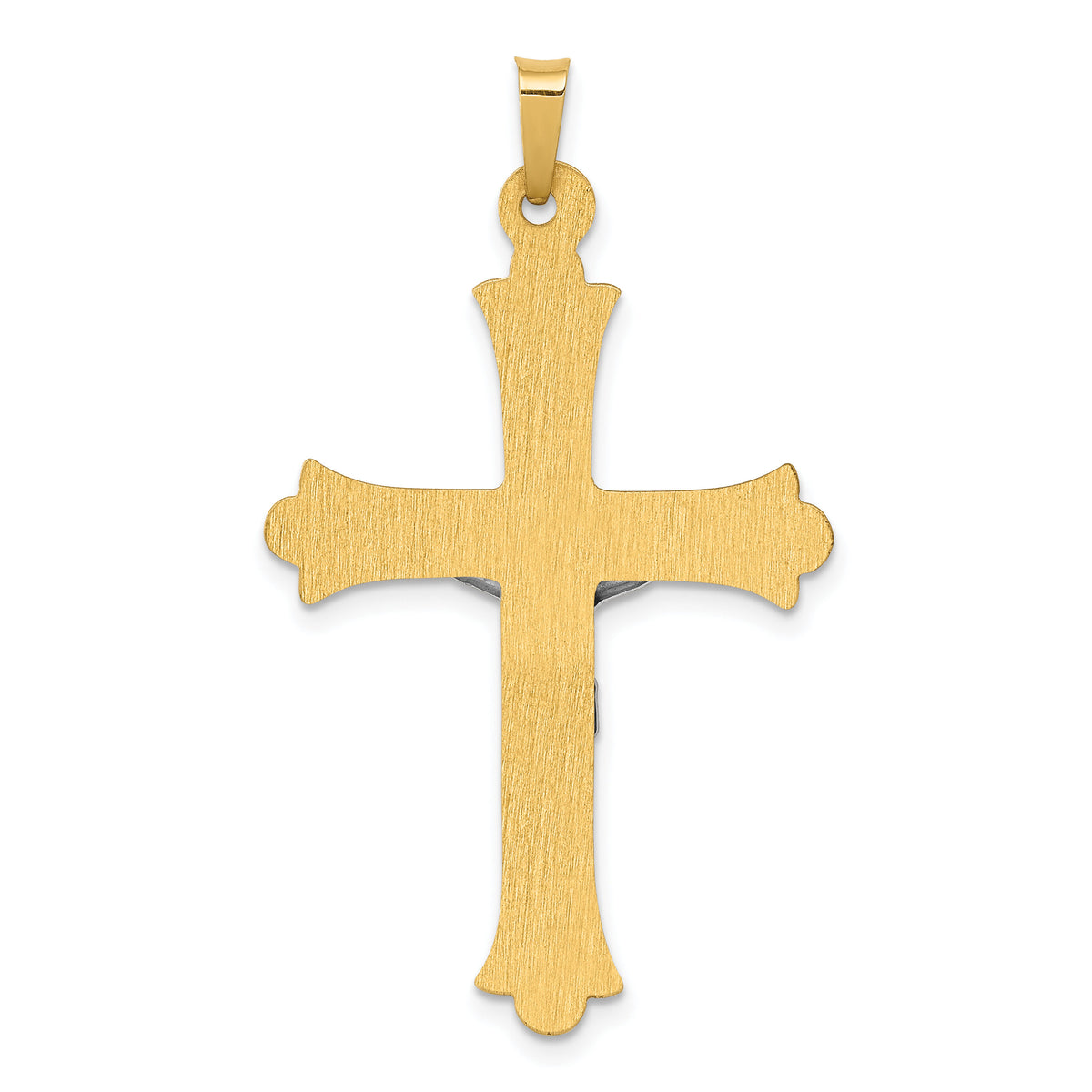 14k Two-Tone Textured and Polished INRI Crucifix Pendant-XR1492
