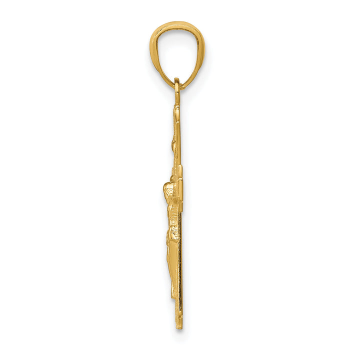 14k Gold Polished Small Passion Crucifix Pendant-XR1493