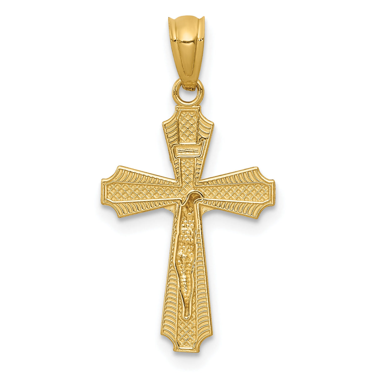 14k Gold Polished Small Passion Crucifix Pendant-XR1493