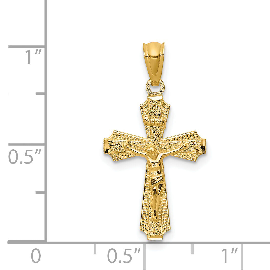 14k Gold Polished Small Passion Crucifix Pendant-XR1493