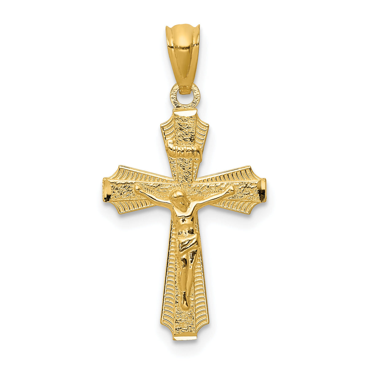 14k Gold Polished Small Passion Crucifix Pendant-XR1493