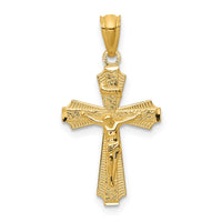 14k Gold Polished Small Passion Crucifix Pendant-XR1493