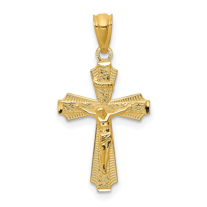 14k Gold Polished Small Passion Crucifix Pendant-XR1493