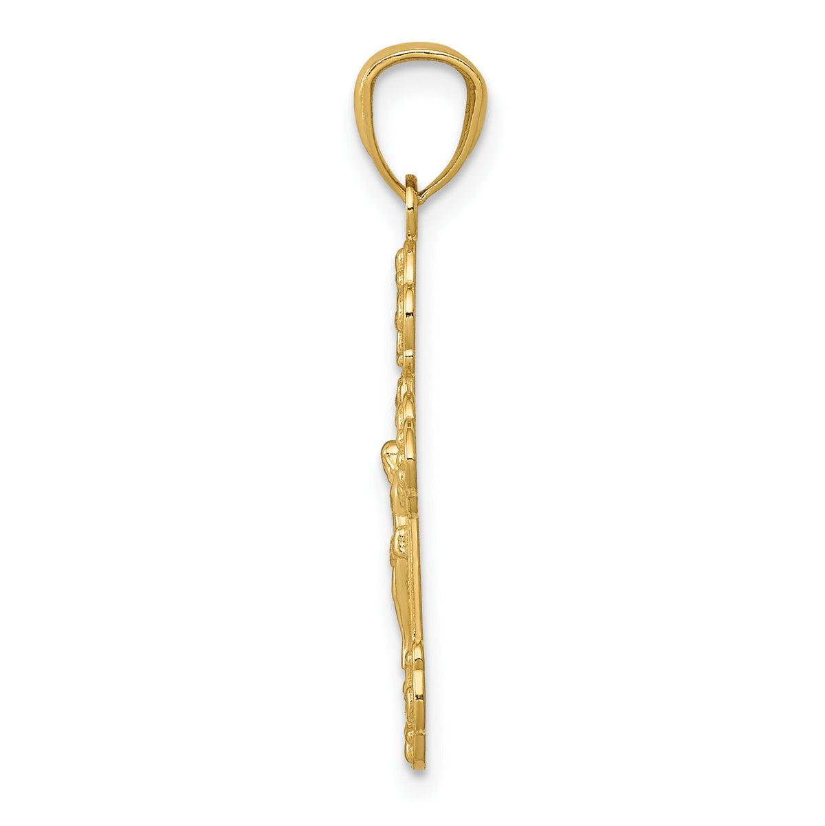 14k Gold Polished INRI Small Crucifix Pendant-XR1494