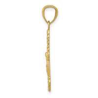 14k Gold Polished INRI Small Crucifix Pendant-XR1494