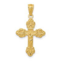 14k Gold Polished INRI Small Crucifix Pendant-XR1494