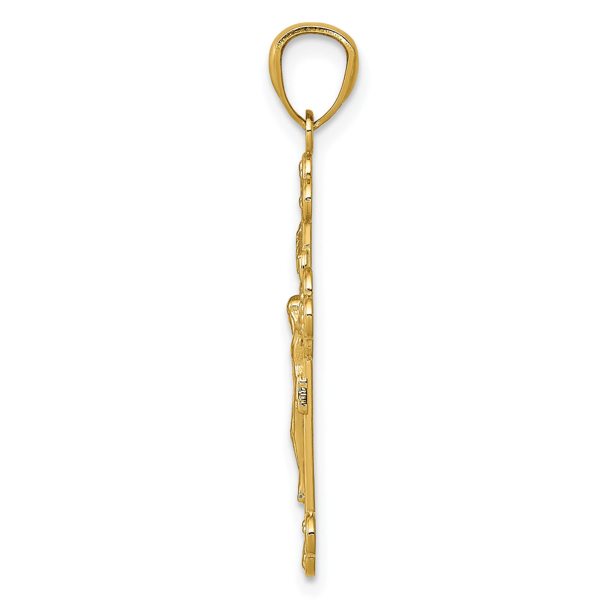 14k Gold Polished INRI Medium Crucifix Pendant-XR1495
