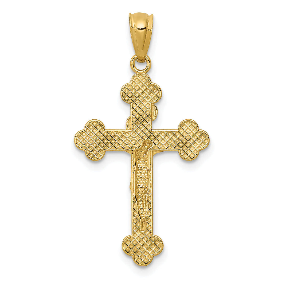 14k Gold Polished INRI Medium Crucifix Pendant-XR1495