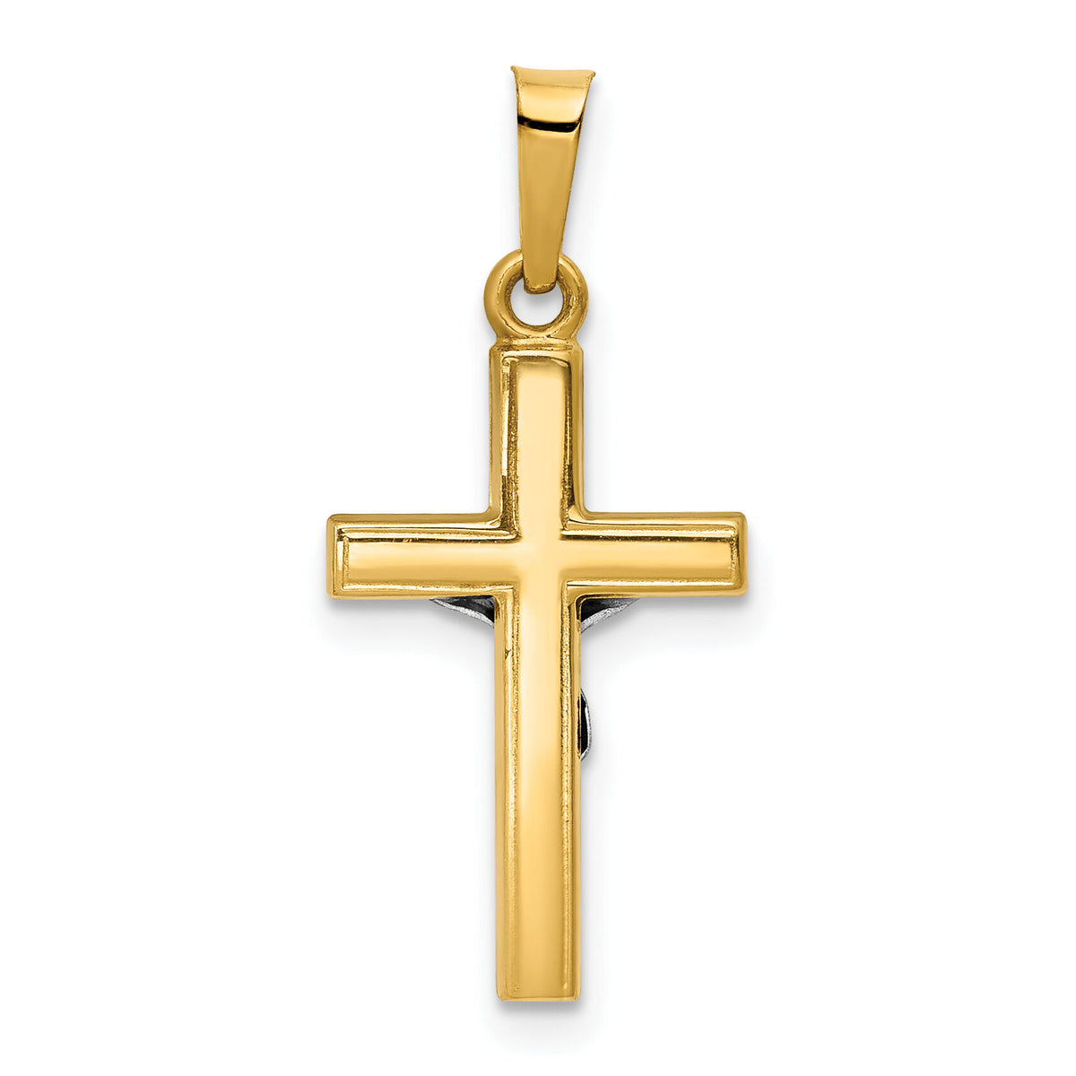 14K w/Rhodium Polished Inri Crucifix Pendant-XR1496