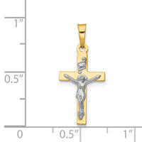 14K w/Rhodium Polished Inri Crucifix Pendant-XR1496