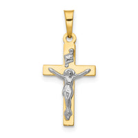 14K w/Rhodium Polished Inri Crucifix Pendant-XR1496