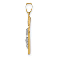 14K w/Rhodium Polished Inri Crucifix Pendant-XR1497