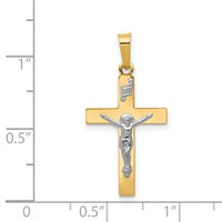 14K w/Rhodium Polished Inri Crucifix Pendant-XR1497