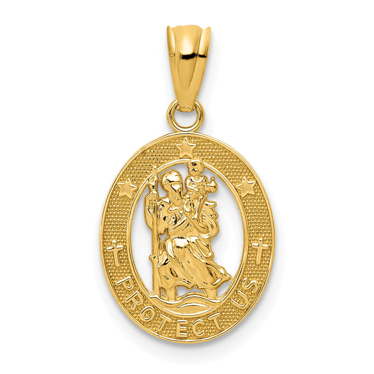 14k Gold Polished St Christopher Pendant-XR1499