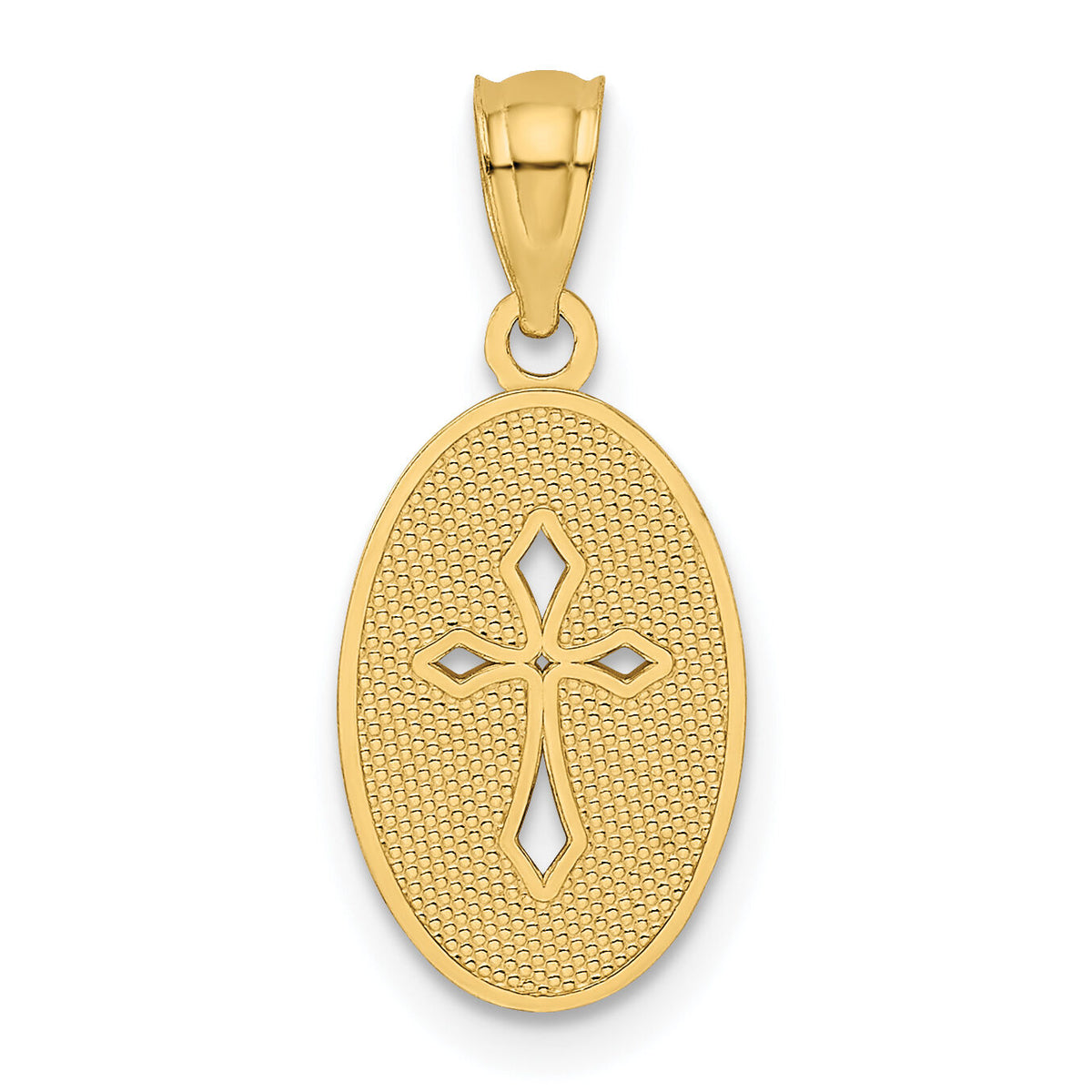 14k Gold Polished Small Cross Medal Pendant-XR1502