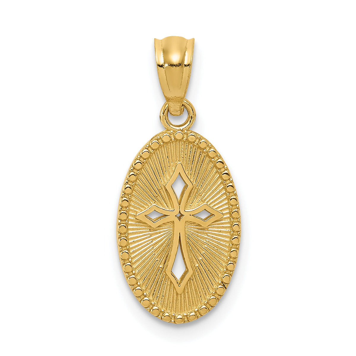 14k Gold Polished Small Cross Medal Pendant-XR1502
