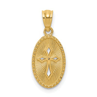 14k Gold Polished Small Cross Medal Pendant-XR1502