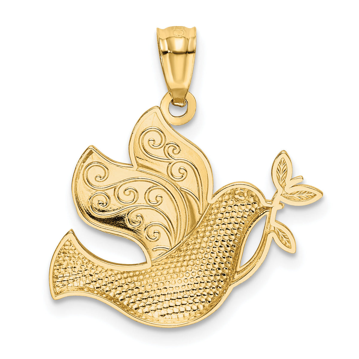 14k w/Rhodium Peace Dove Pendant-XR1512