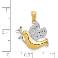 14k w/Rhodium Peace Dove Pendant-XR1512