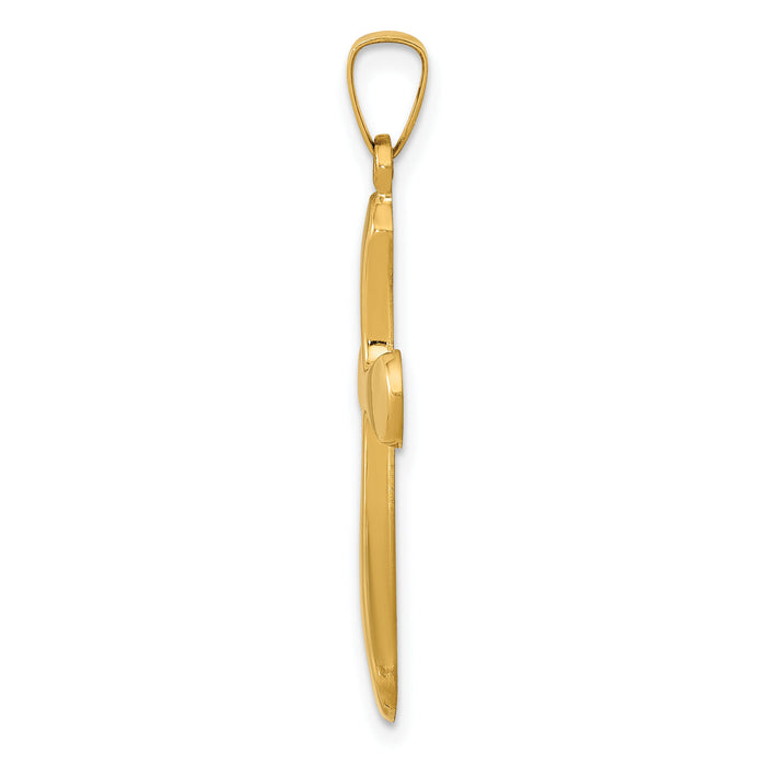 14k Polished Rounded Cross Pendant-XR1554