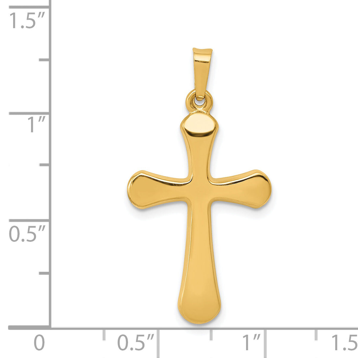 14k Polished Rounded Cross Pendant-XR1554