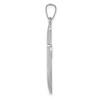 14k White Gold Polished Rounded Cross Pendant-XR1555