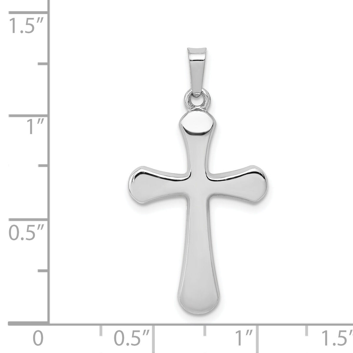 14k White Gold Polished Rounded Cross Pendant-XR1555