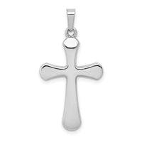 14k White Gold Polished Rounded Cross Pendant-XR1555