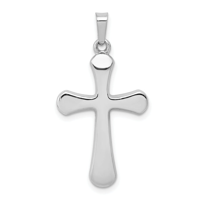 14k White Gold Polished Rounded Cross Pendant-XR1555
