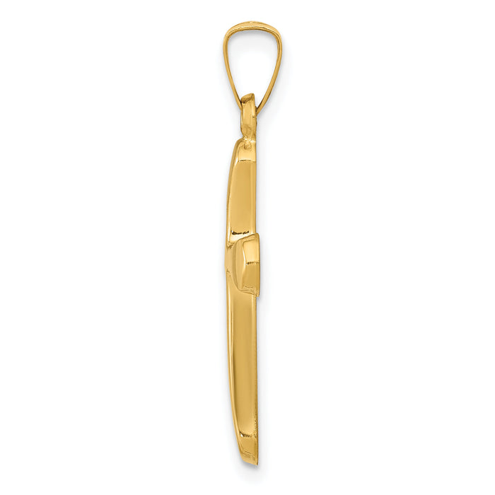 14k Polished Rounded Cross Pendant-XR1556