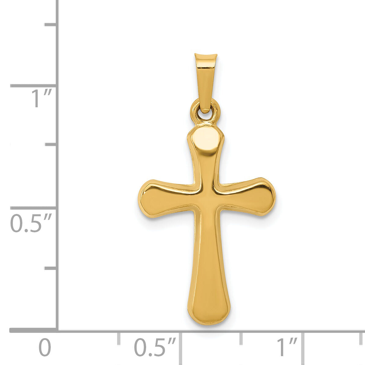 14k Polished Rounded Cross Pendant-XR1556