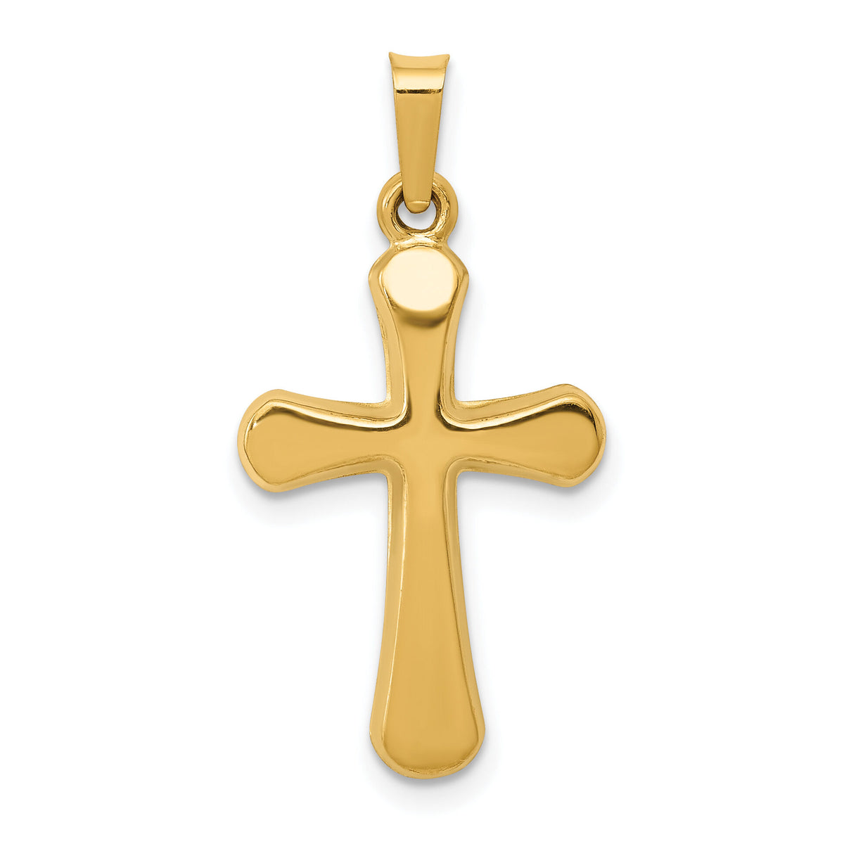 14k Polished Rounded Cross Pendant-XR1556