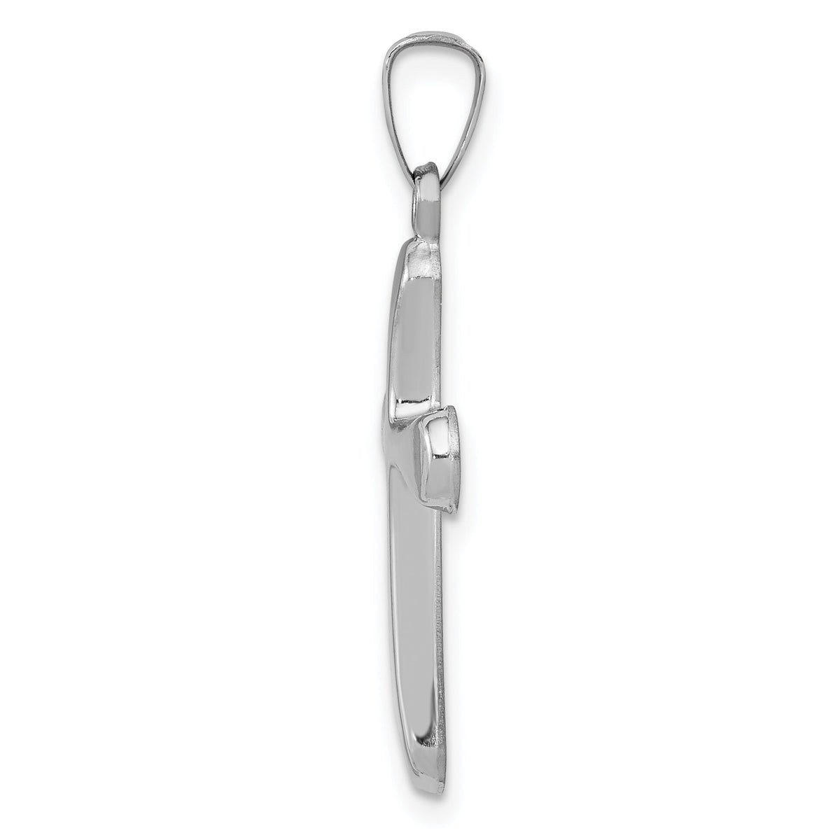 14k White Gold Polished Rounded Cross Pendant-XR1557