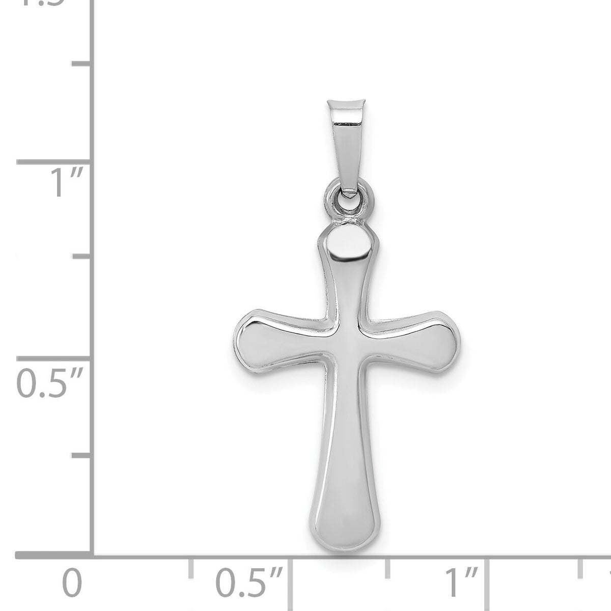 14k White Gold Polished Rounded Cross Pendant-XR1557