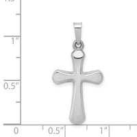 14k White Gold Polished Rounded Cross Pendant-XR1557