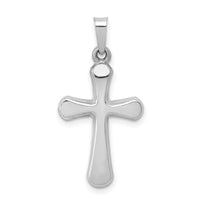 14k White Gold Polished Rounded Cross Pendant-XR1557